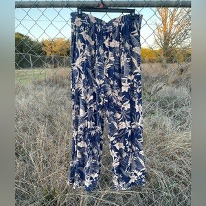 Panama Jack Navy and White Tropical Wide-Leg Pants